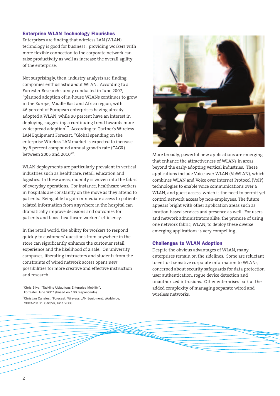 Enterprise wlan technology flourishes, Challenges to wlan adoption | HP 5300xl User Manual | Page 2 / 12