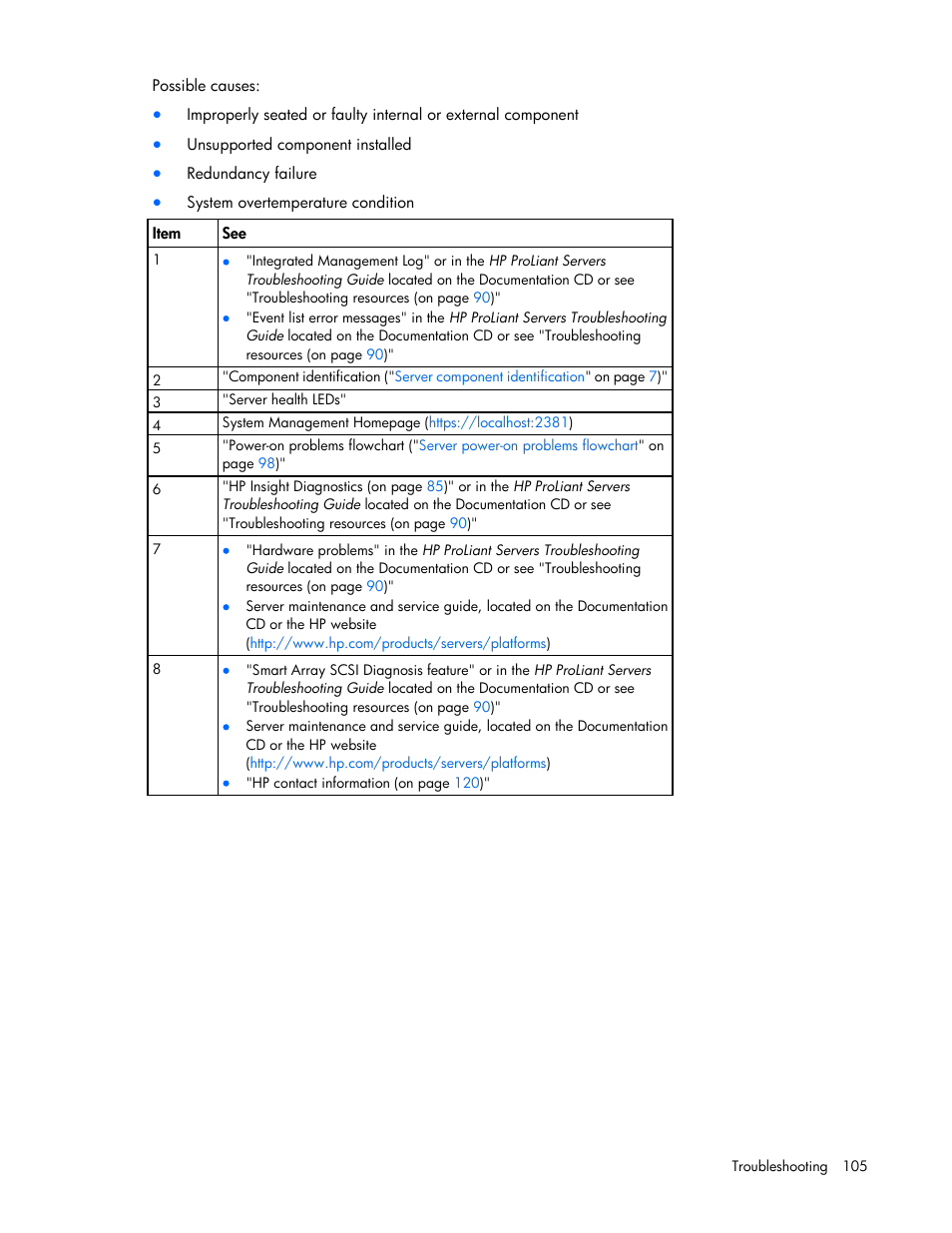 HP DL980 G7 User Manual | Page 105 / 134