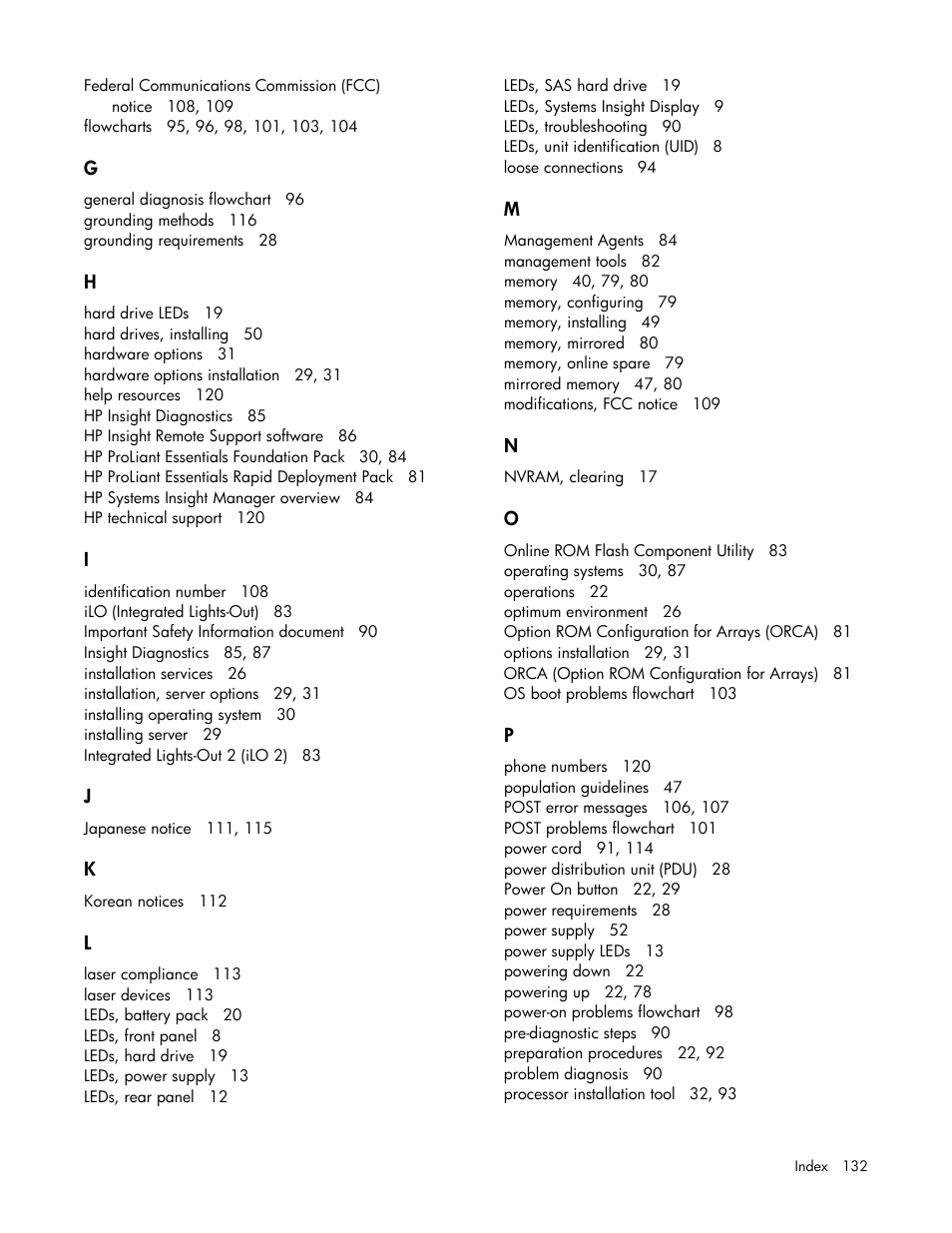 HP DL980 G7 User Manual | Page 132 / 134
