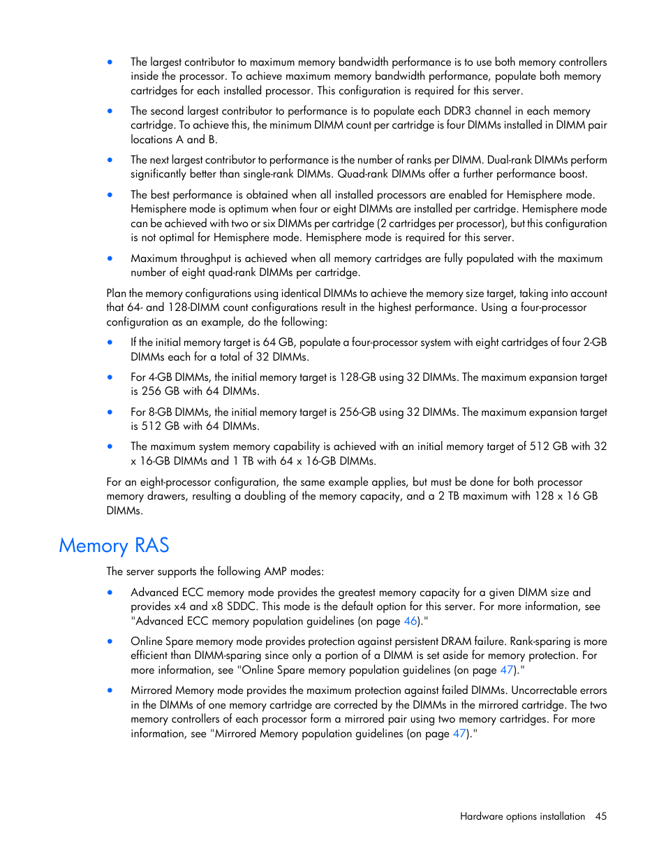Memory ras | HP DL980 G7 User Manual | Page 45 / 134