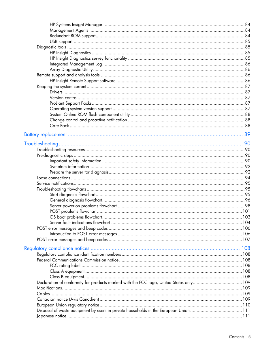 HP DL980 G7 User Manual | Page 5 / 134