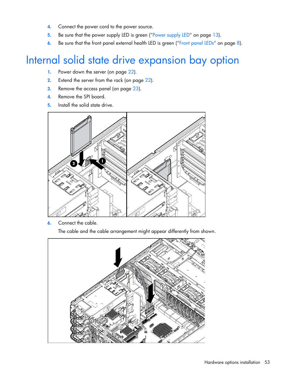 Internal solid state drive expansion bay option | HP DL980 G7 User Manual | Page 53 / 134