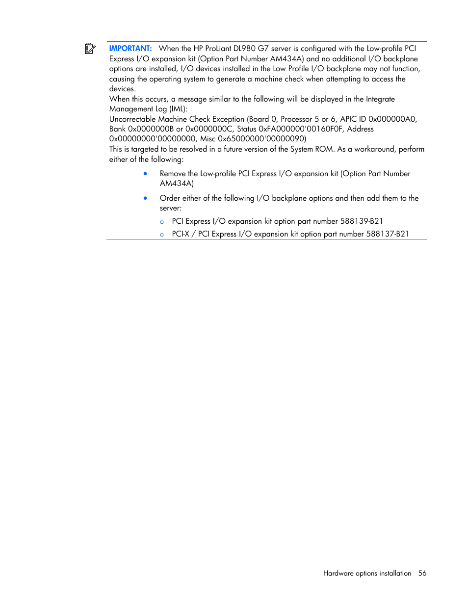 HP DL980 G7 User Manual | Page 56 / 134