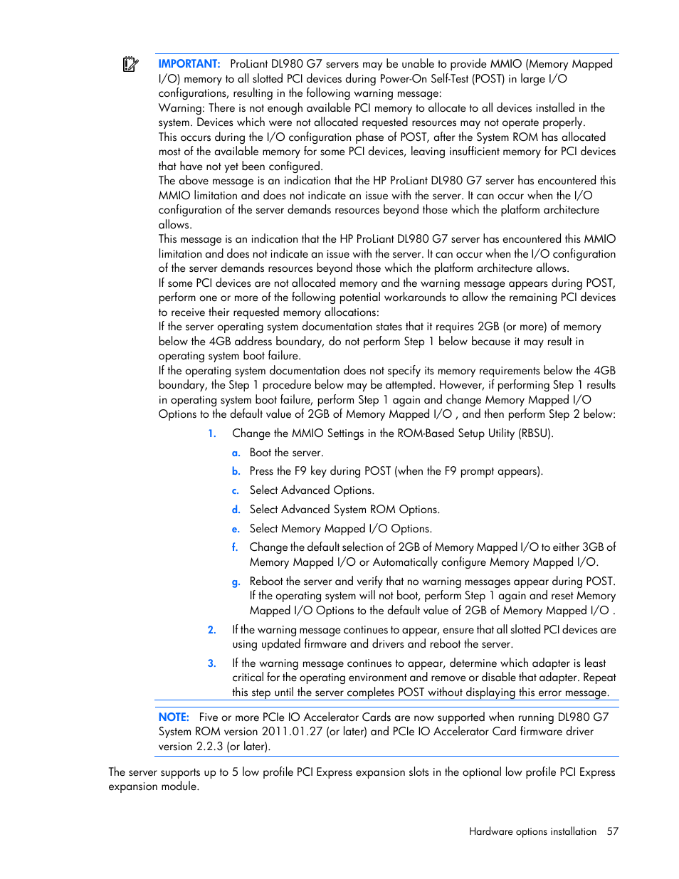 HP DL980 G7 User Manual | Page 57 / 134