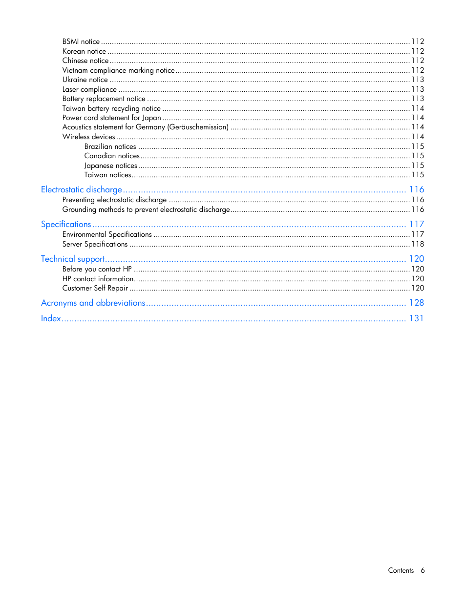 HP DL980 G7 User Manual | Page 6 / 134