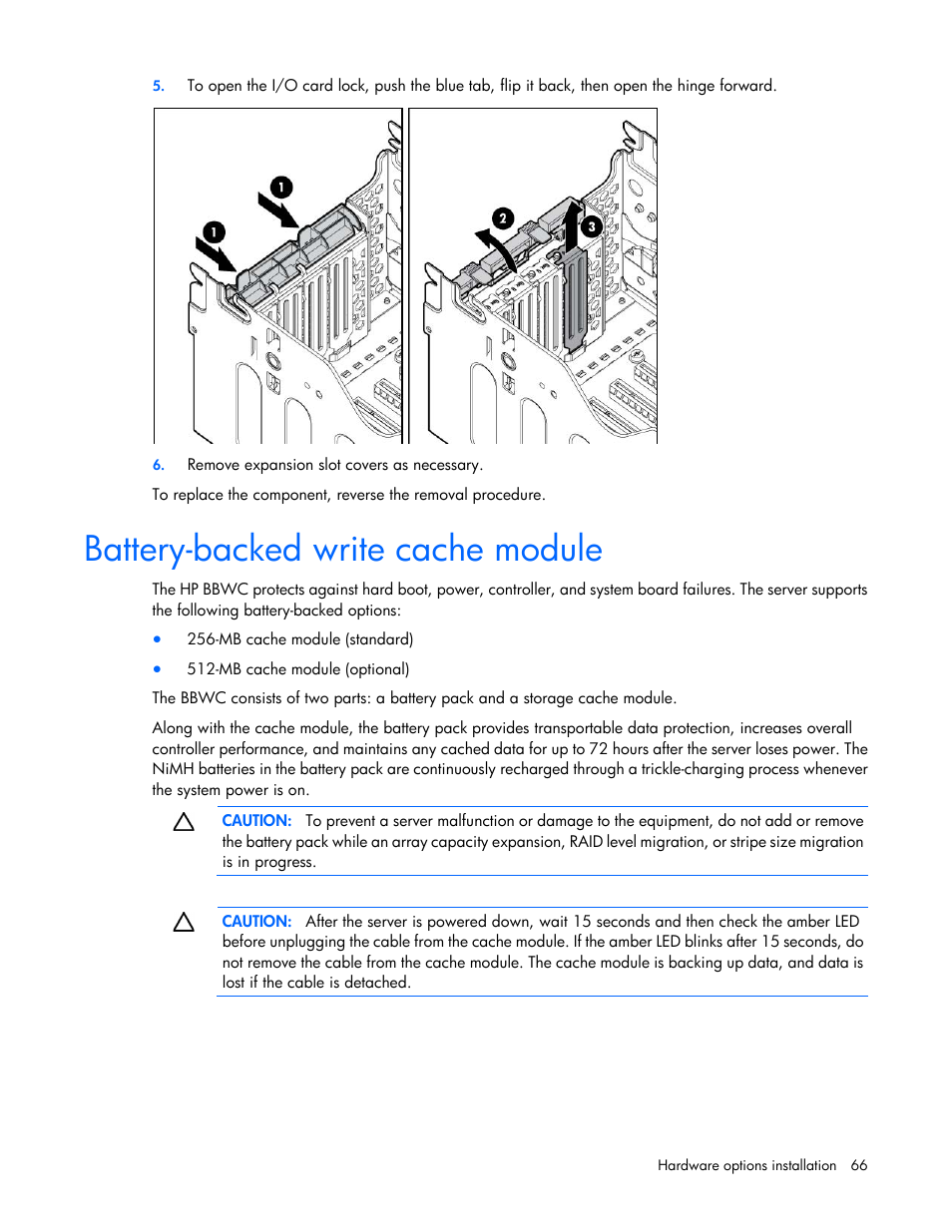 Battery-backed write cache module | HP DL980 G7 User Manual | Page 66 / 134