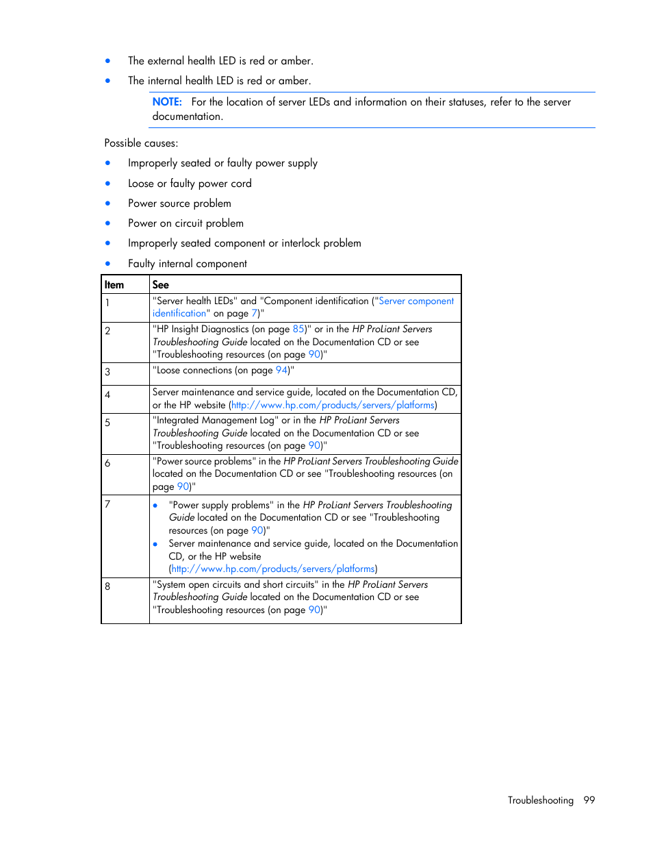 HP DL980 G7 User Manual | Page 99 / 134