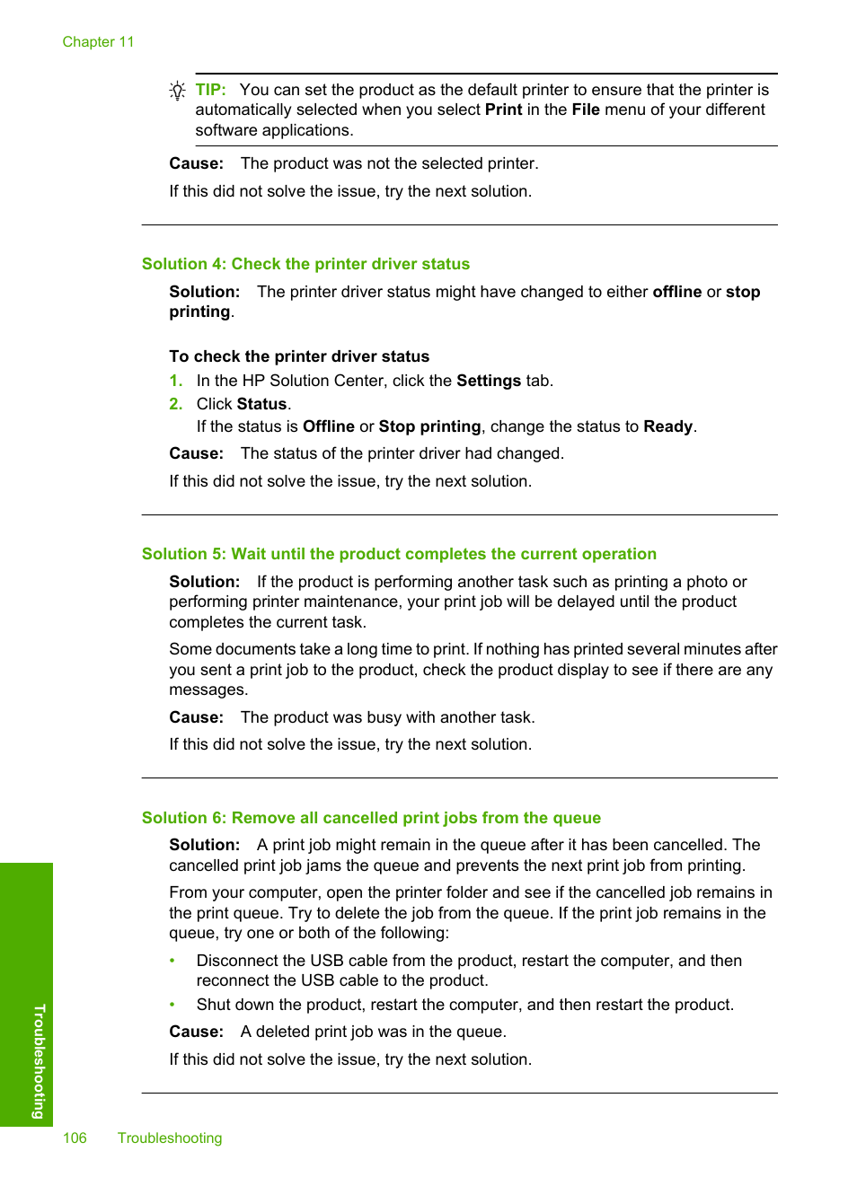 Solution 4: check the printer driver status | HP Photosmart D5400 series User Manual | Page 107 / 221