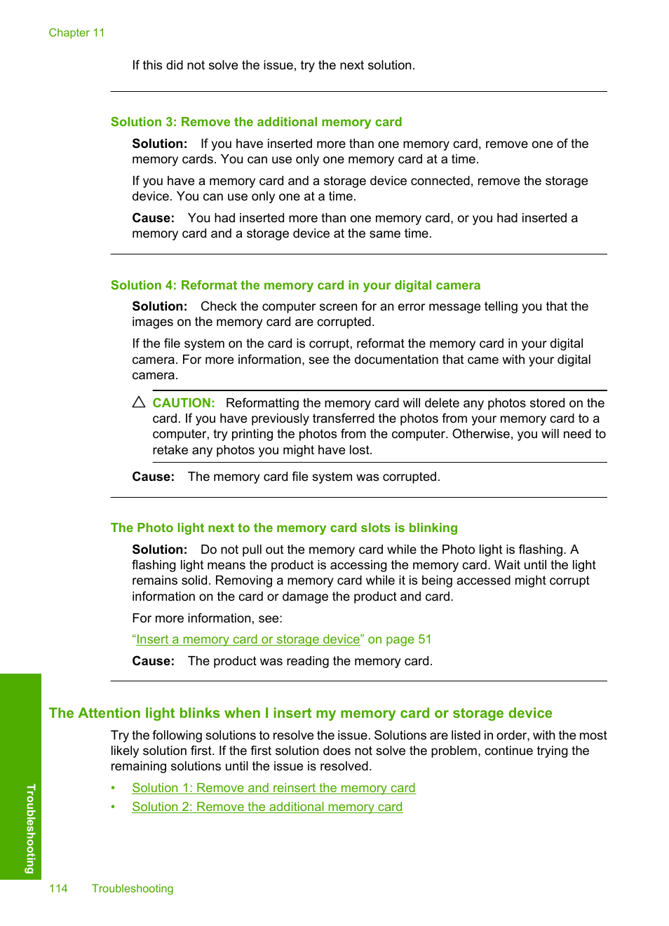 Solution 3: remove the additional memory card | HP Photosmart D5400 series User Manual | Page 115 / 221