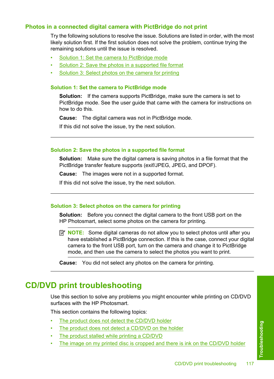 Cd/dvd print troubleshooting | HP Photosmart D5400 series User Manual | Page 118 / 221