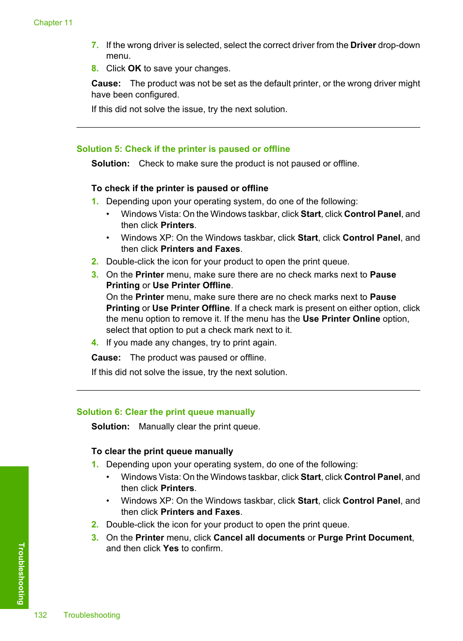 Solution 6: clear the print queue manually | HP Photosmart D5400 series User Manual | Page 133 / 221