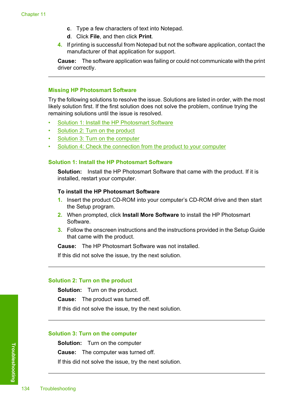 Missing hp photosmart software | HP Photosmart D5400 series User Manual | Page 135 / 221