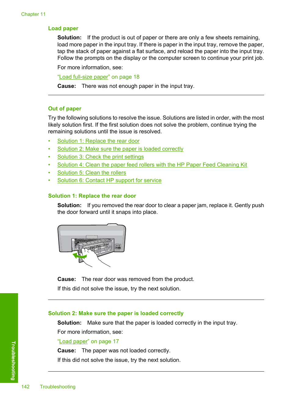 Out of paper, Load paper | HP Photosmart D5400 series User Manual | Page 143 / 221