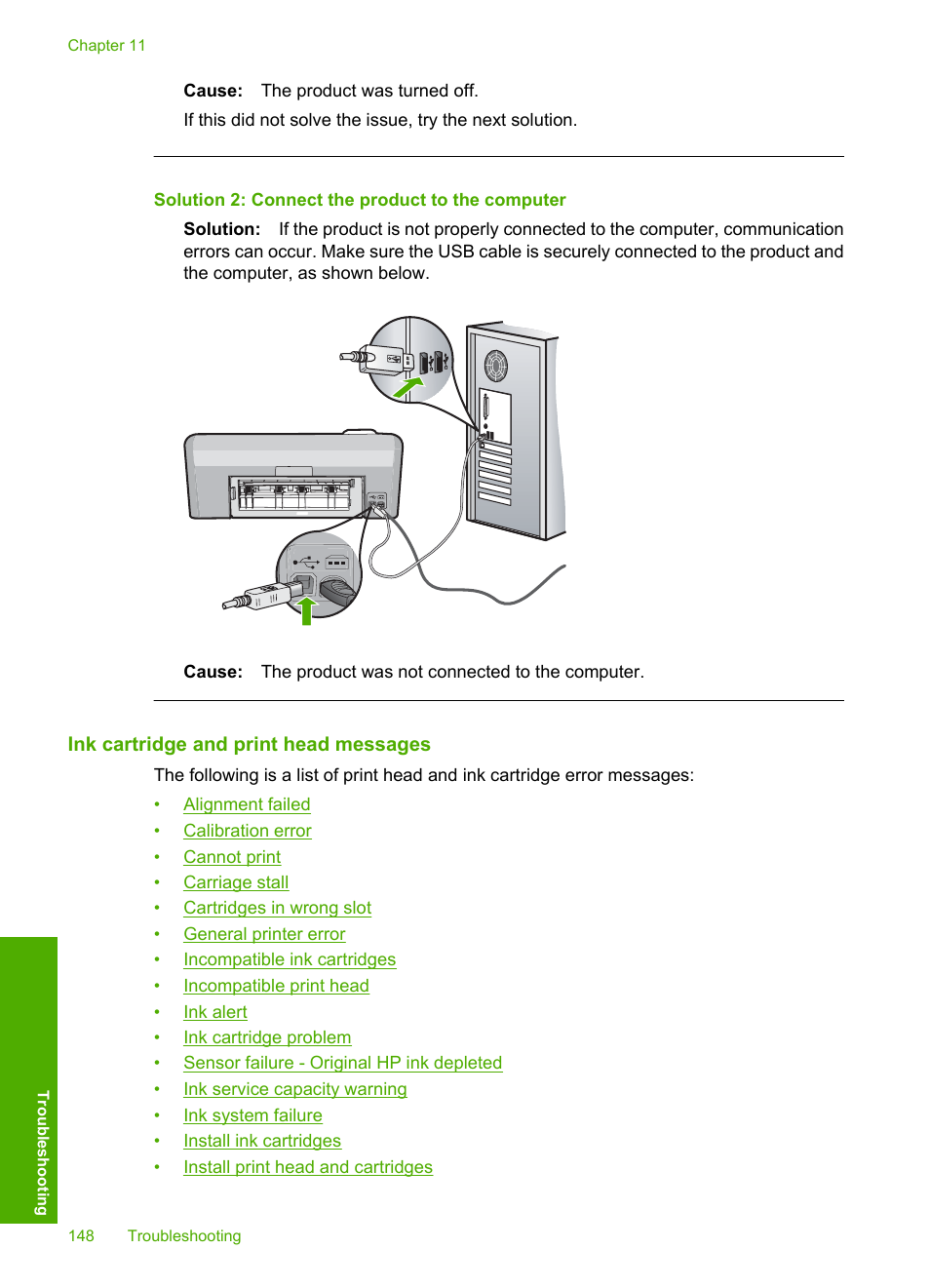 Ink cartridge and print head messages | HP Photosmart D5400 series User Manual | Page 149 / 221