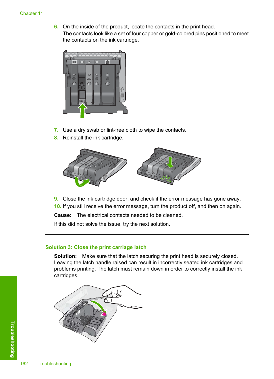 Solution 3: close the print carriage latch | HP Photosmart D5400 series User Manual | Page 163 / 221