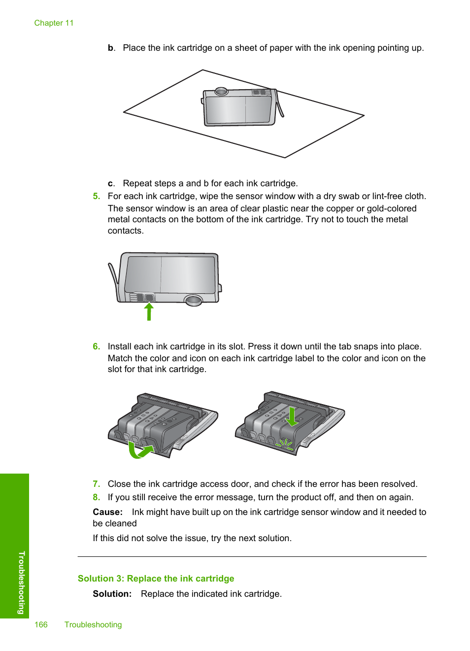 Solution 3: replace the ink cartridge | HP Photosmart D5400 series User Manual | Page 167 / 221