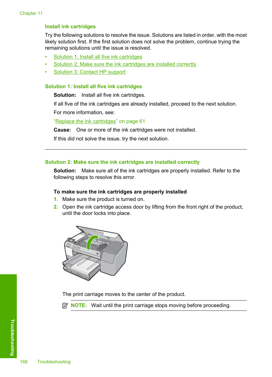 Install ink cartridges | HP Photosmart D5400 series User Manual | Page 169 / 221