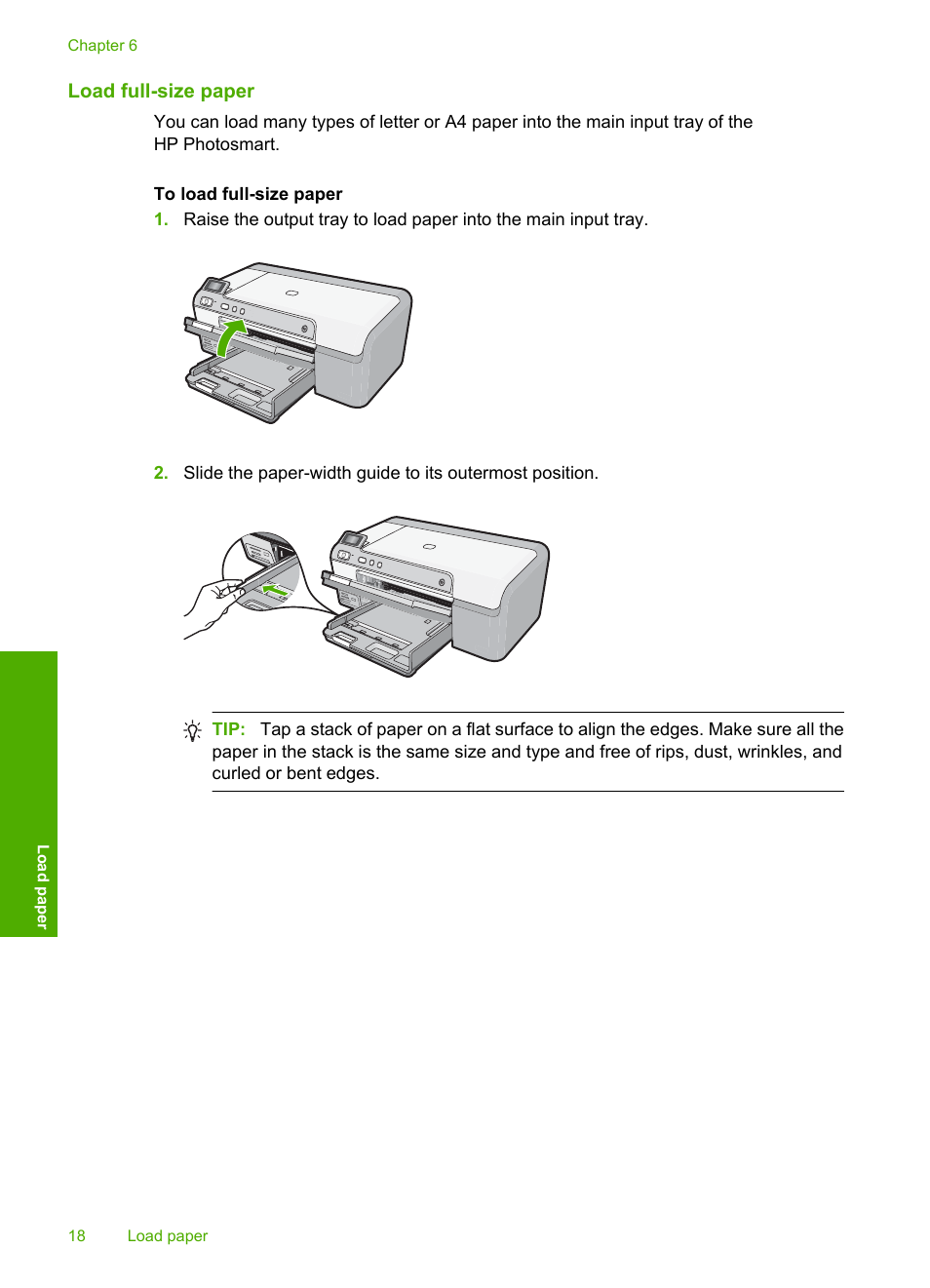 Load full-size paper | HP Photosmart D5400 series User Manual | Page 19 / 221