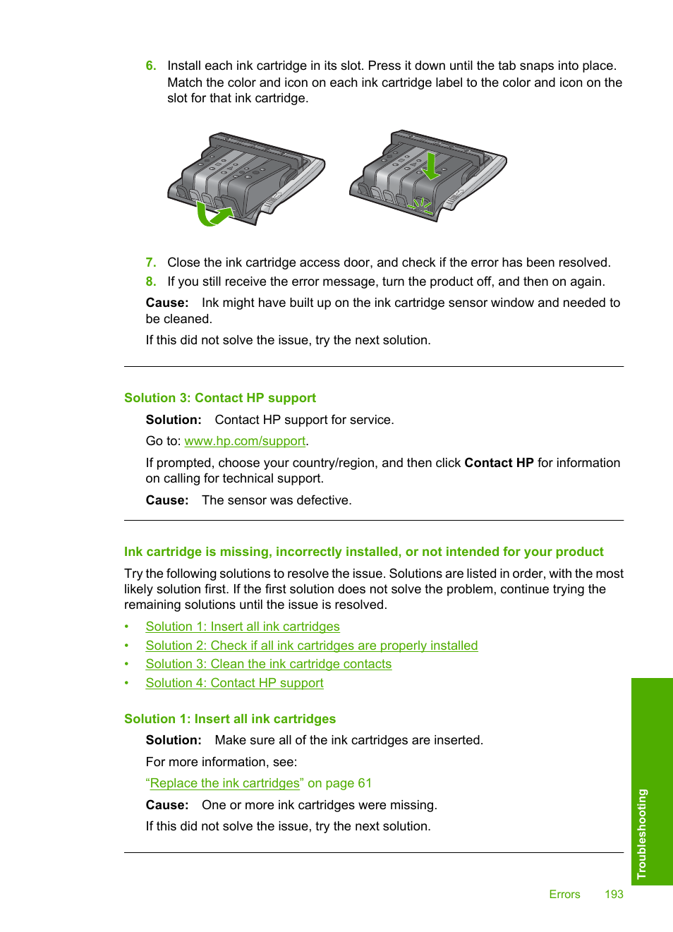 Solution 3: contact hp support | HP Photosmart D5400 series User Manual | Page 194 / 221