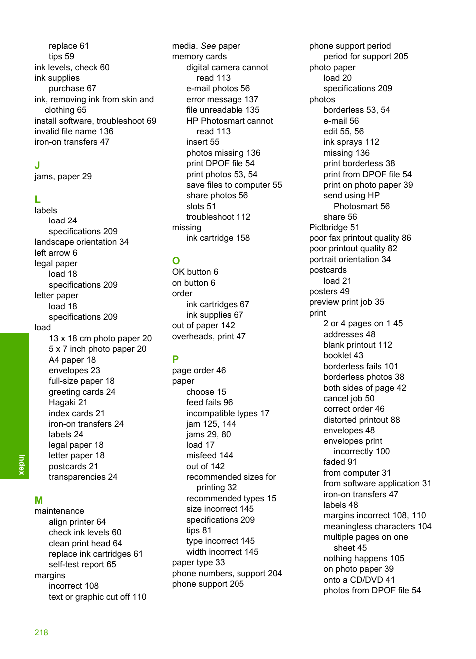 HP Photosmart D5400 series User Manual | Page 219 / 221