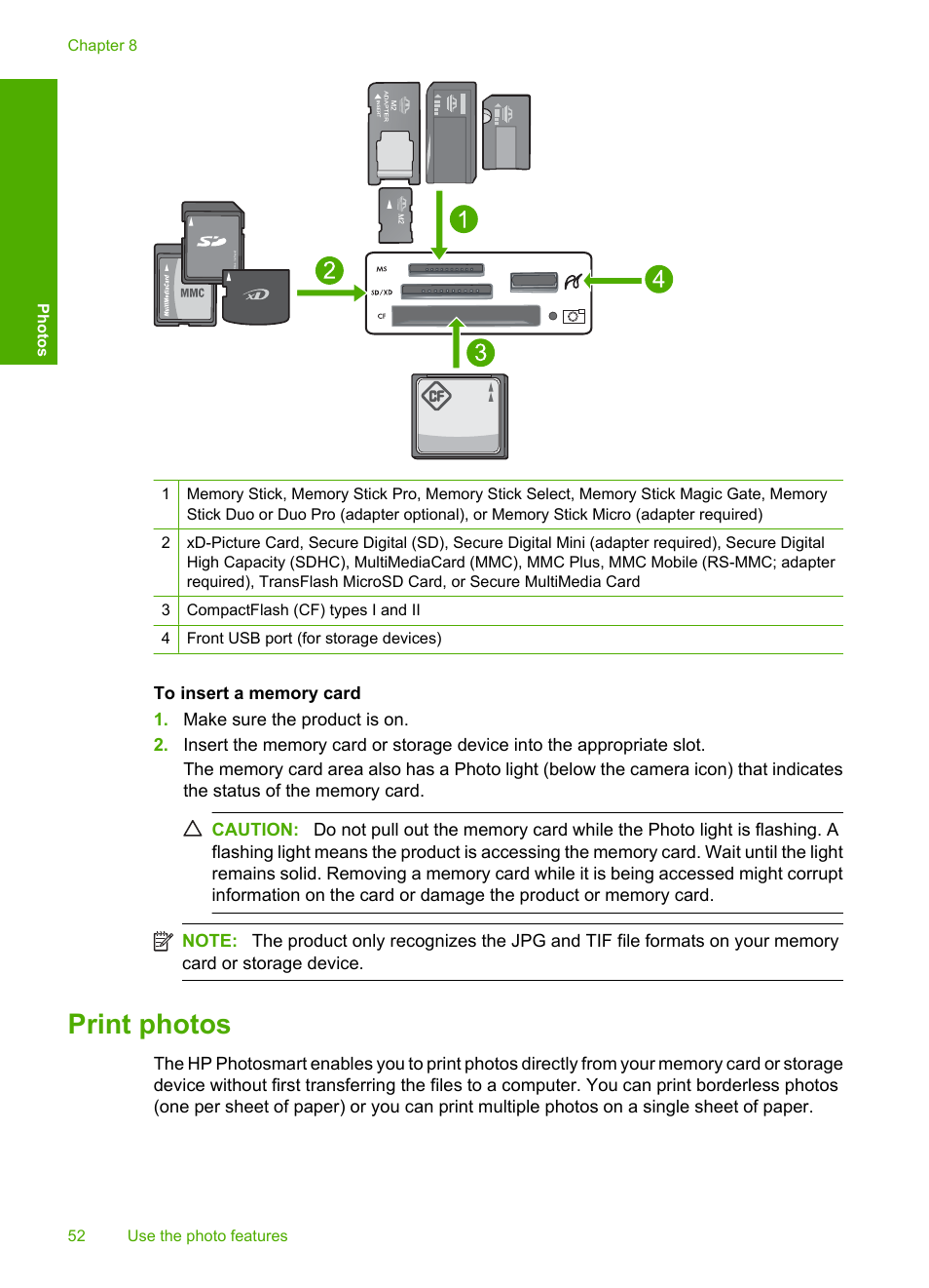 Print photos | HP Photosmart D5400 series User Manual | Page 53 / 221