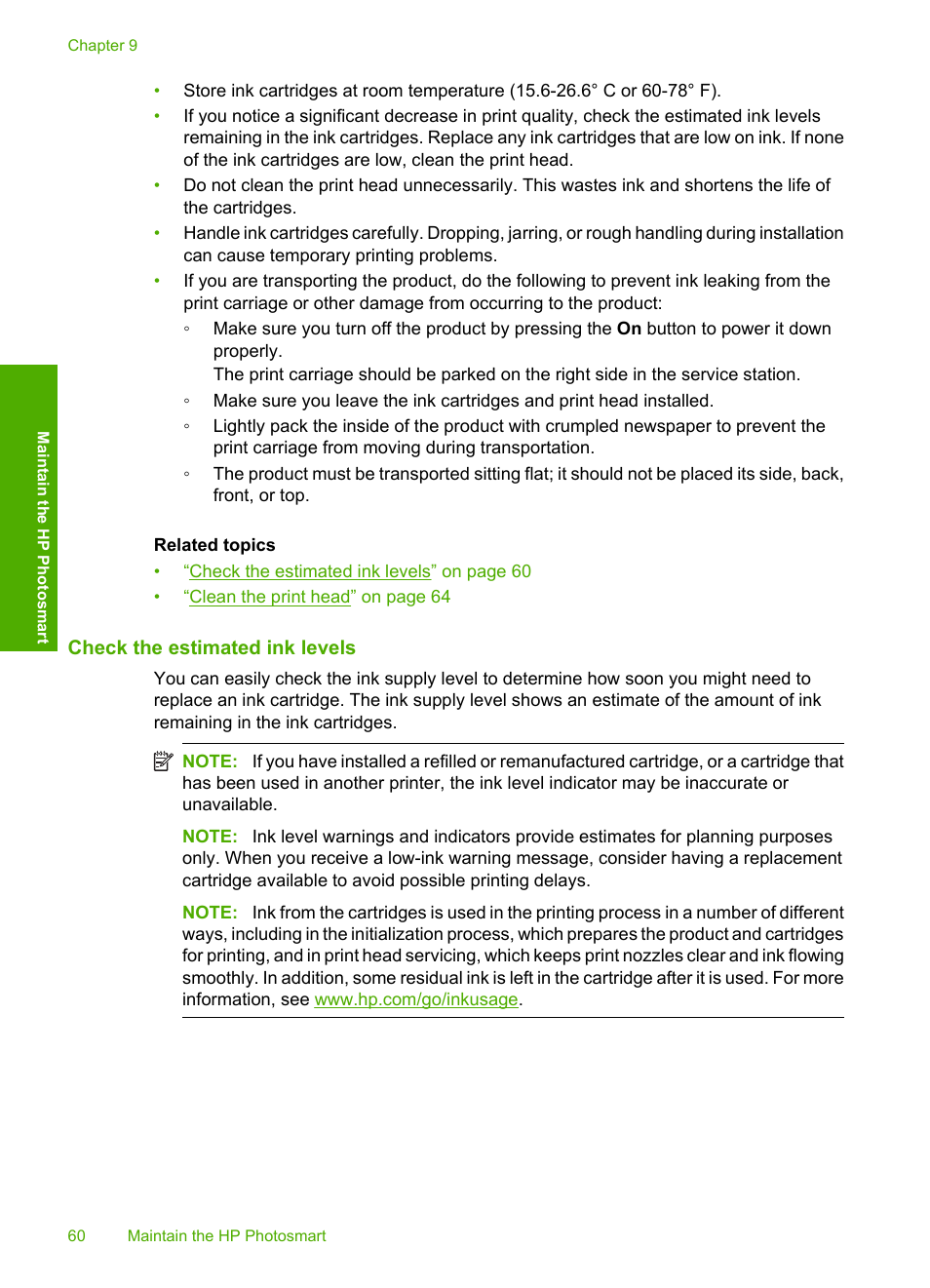 Check the estimated ink levels | HP Photosmart D5400 series User Manual | Page 61 / 221