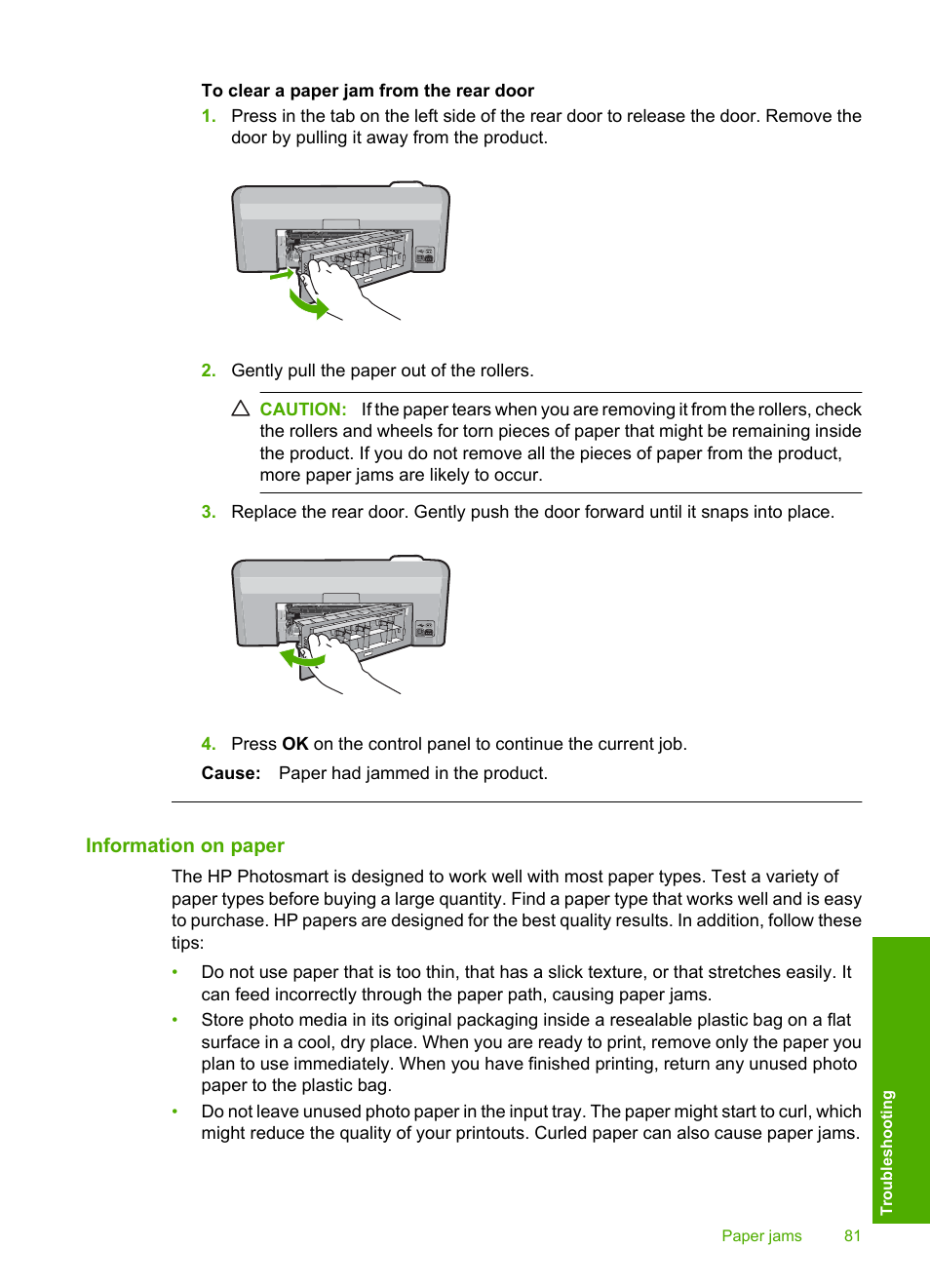 Information on paper | HP Photosmart D5400 series User Manual | Page 82 / 221