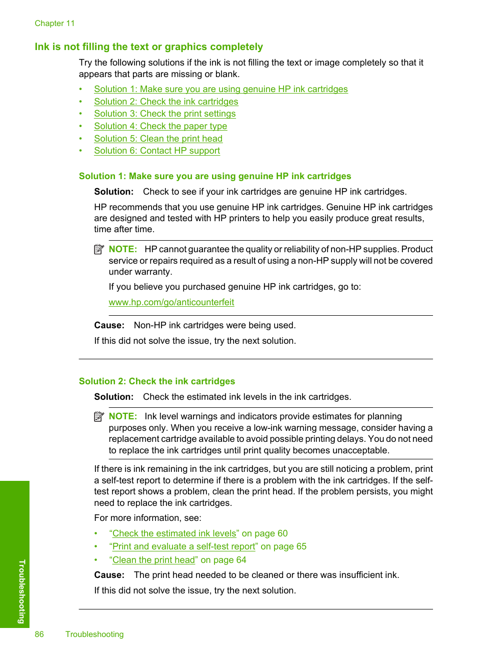 Ink is not filling the text or graphics completely | HP Photosmart D5400 series User Manual | Page 87 / 221