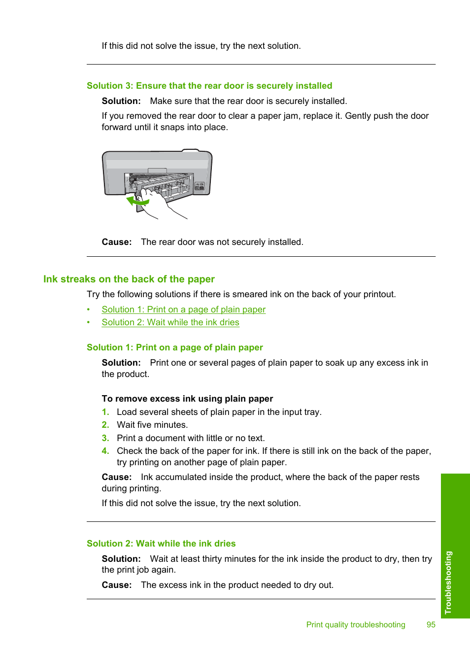 Ink streaks on the back of the paper | HP Photosmart D5400 series User Manual | Page 96 / 221