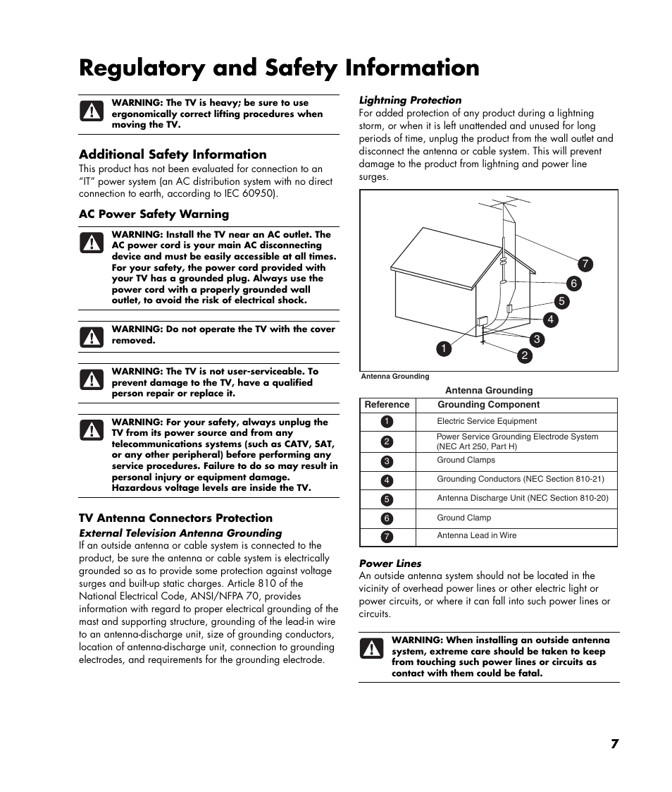 Regulatory and safety information, Additional safety information | HP LC2640N User Manual | Page 7 / 8