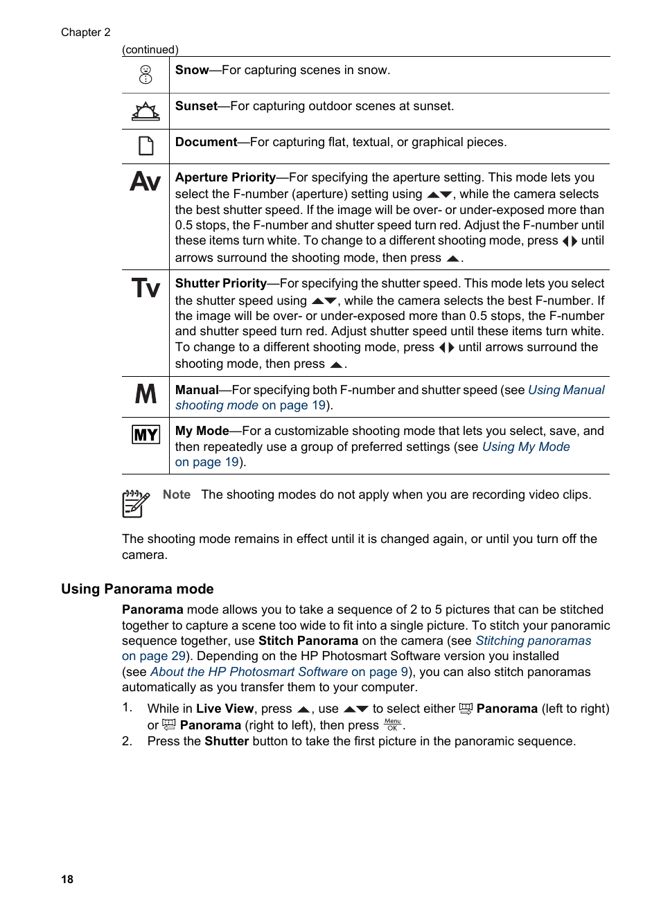 Using panorama mode, Using panorama | HP Photosmart R927 User Manual | Page 18 / 58