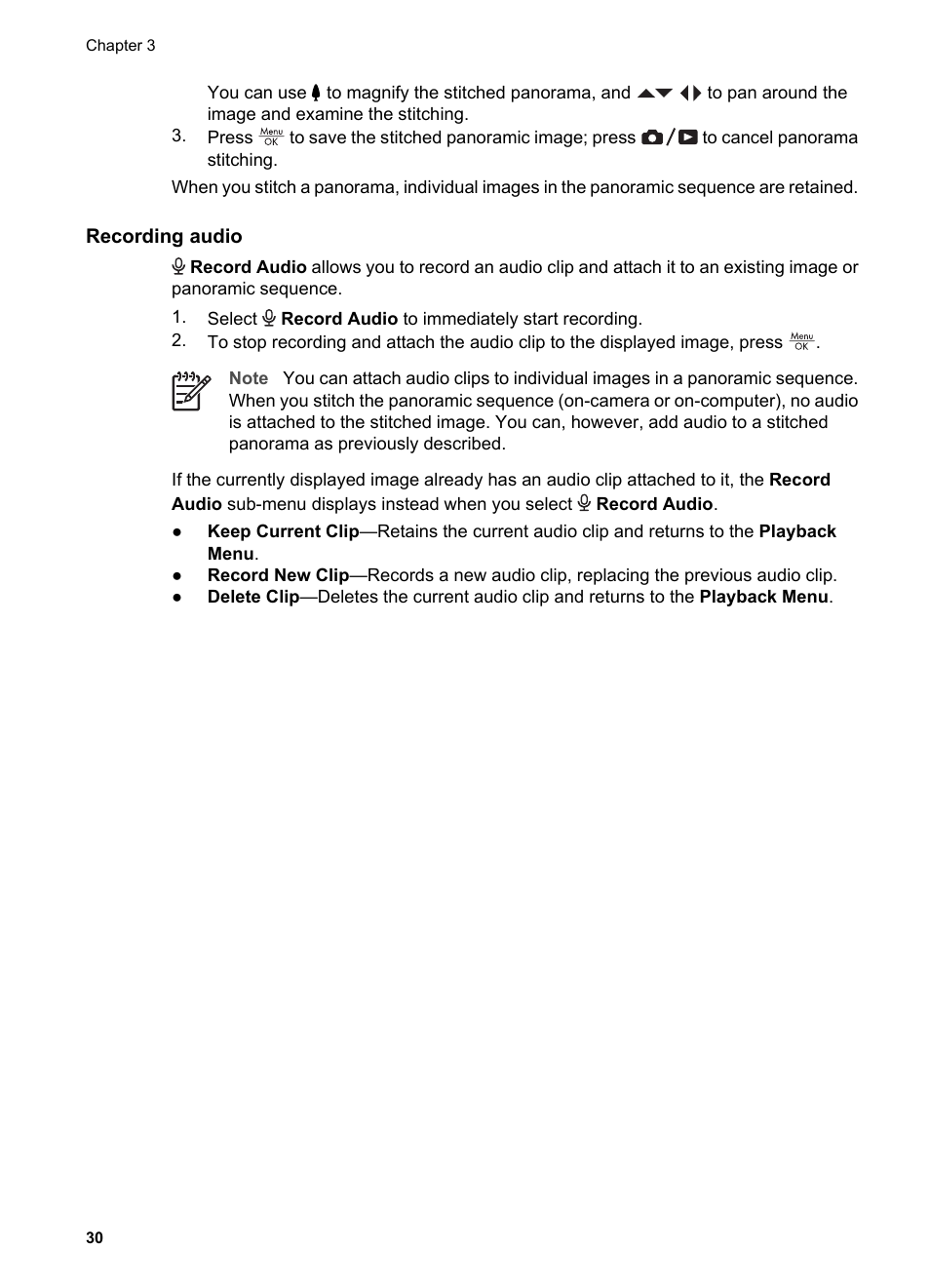 Recording audio, Recording | HP Photosmart R927 User Manual | Page 30 / 58