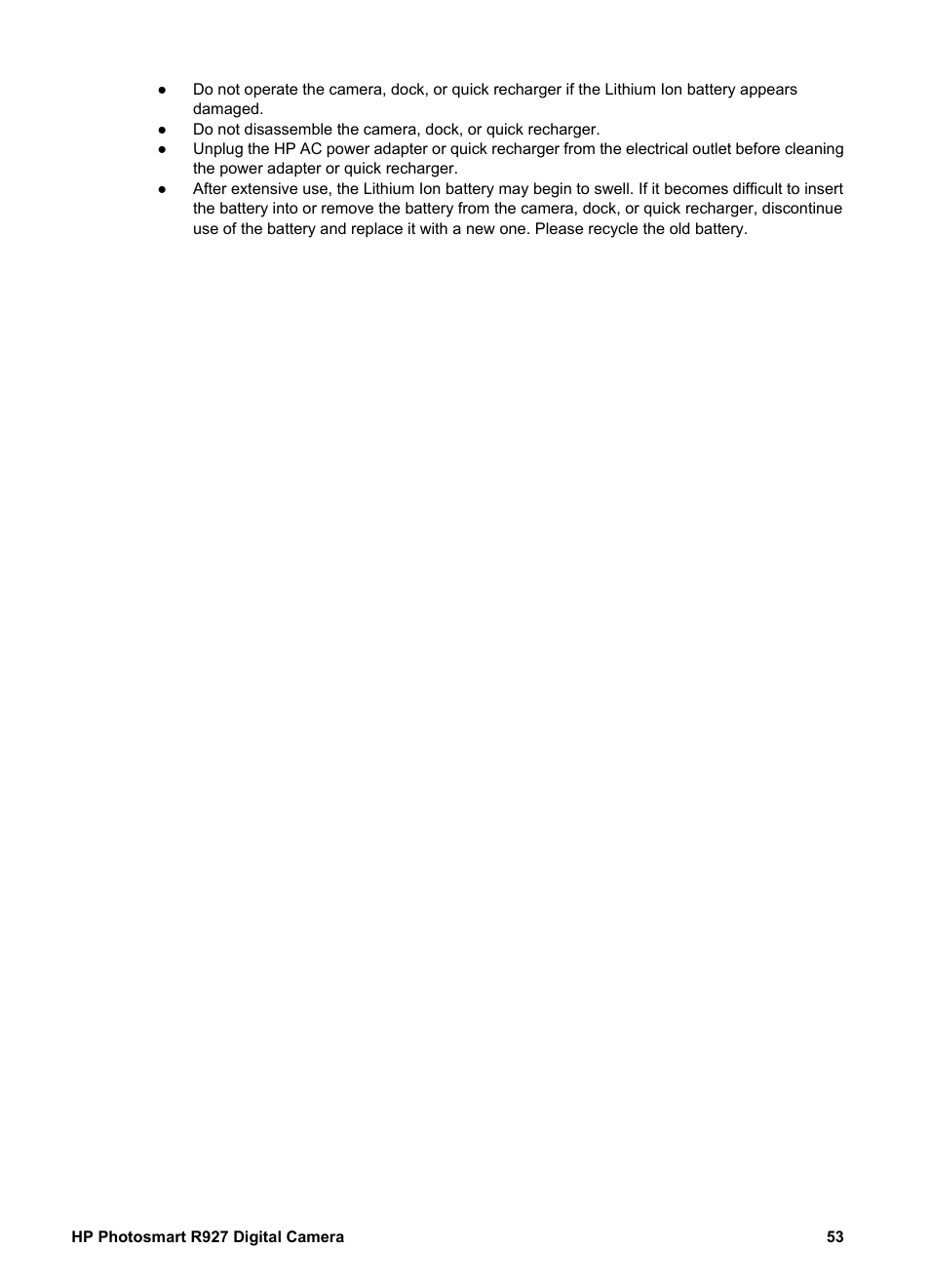 HP Photosmart R927 User Manual | Page 53 / 58