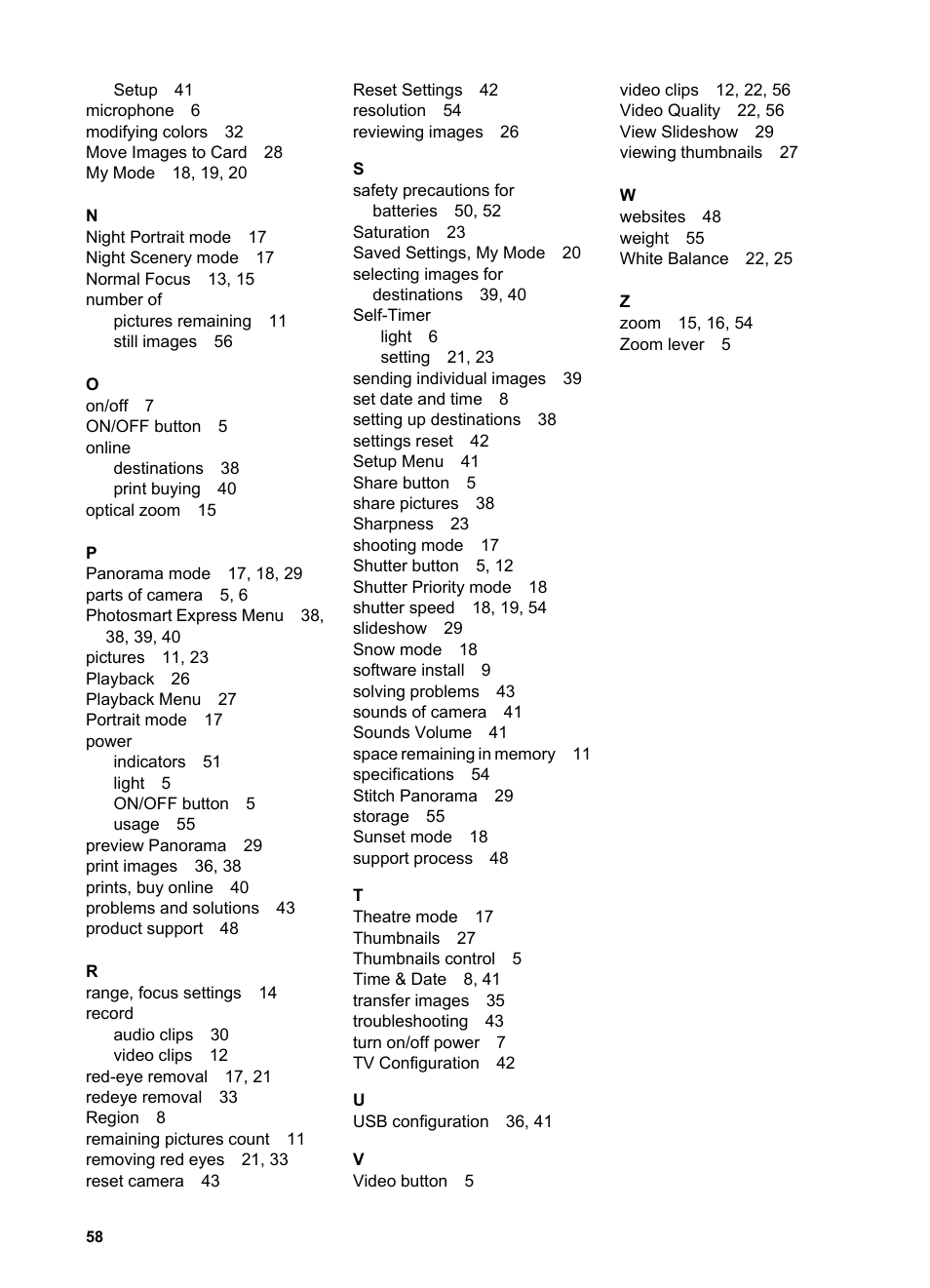 HP Photosmart R927 User Manual | Page 58 / 58