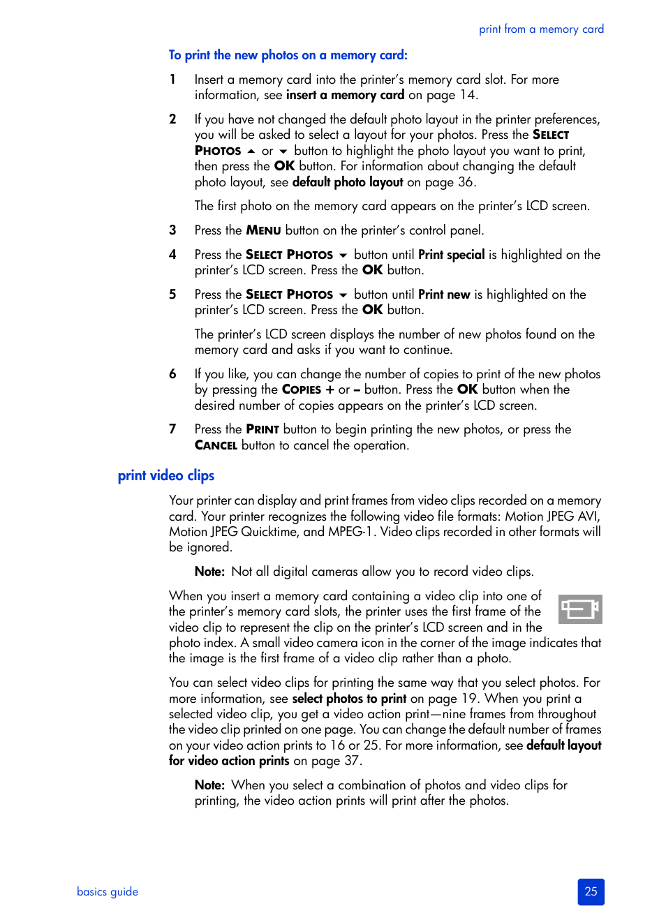 Print video clips | HP 240 Series User Manual | Page 29 / 64