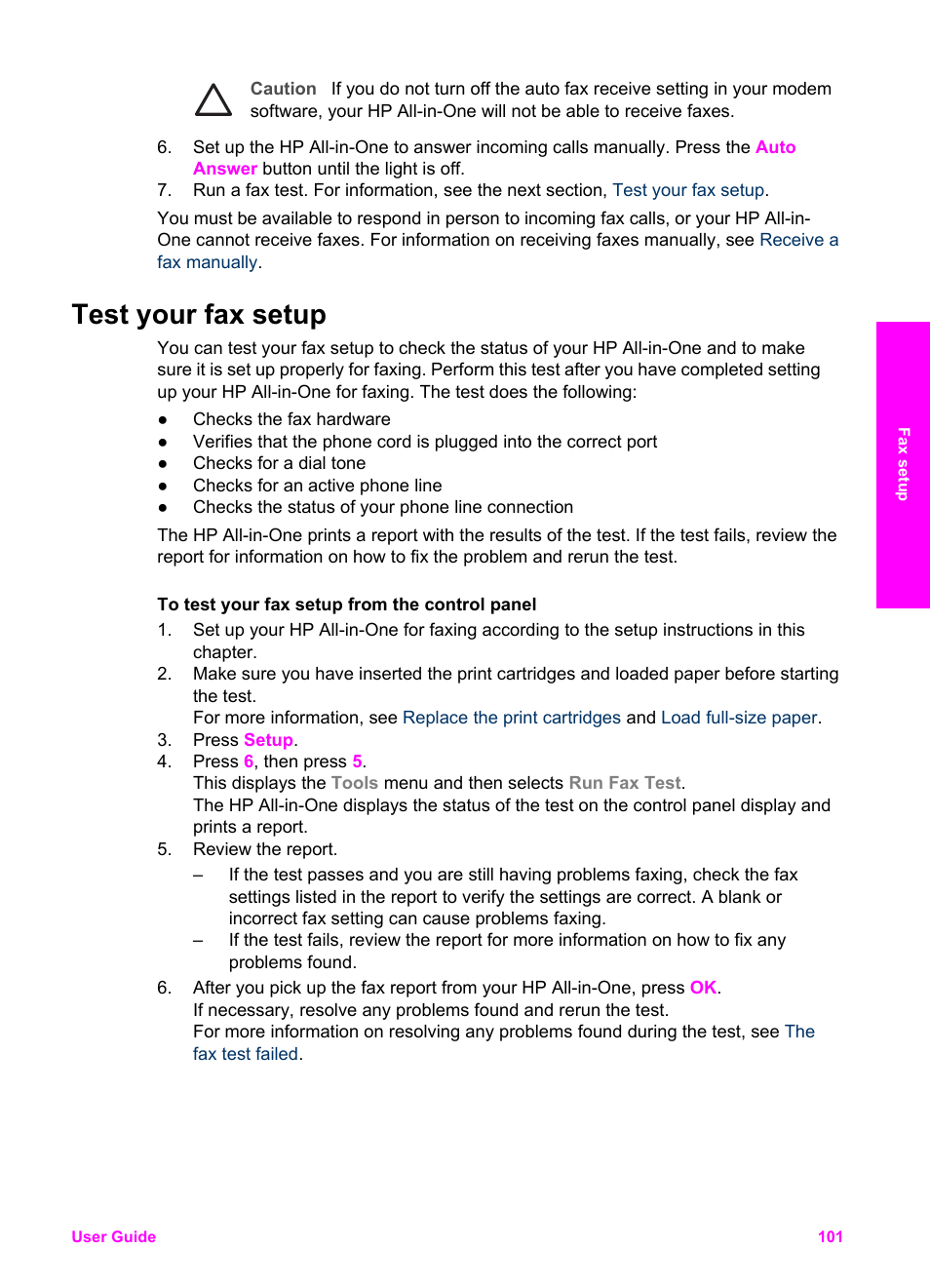 Test your fax setup | HP 7200 User Manual | Page 104 / 240