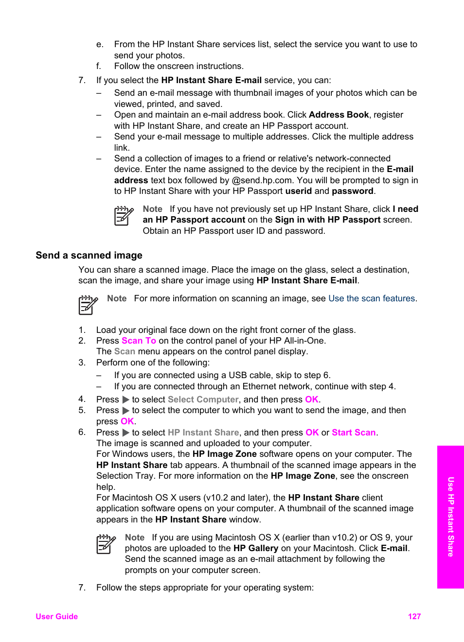 Send a scanned image | HP 7200 User Manual | Page 130 / 240