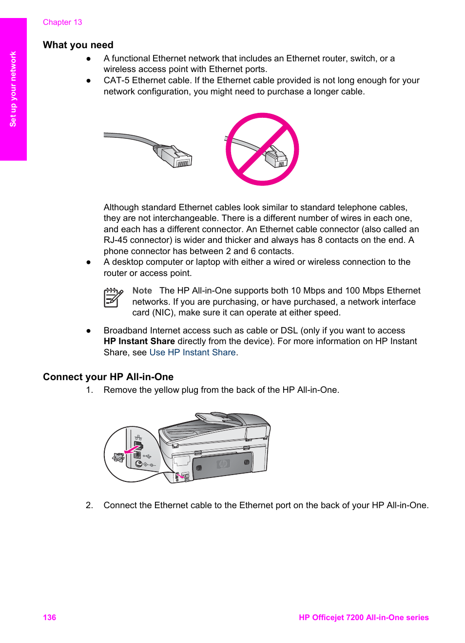 What you need, Connect your hp all-in-one | HP 7200 User Manual | Page 139 / 240