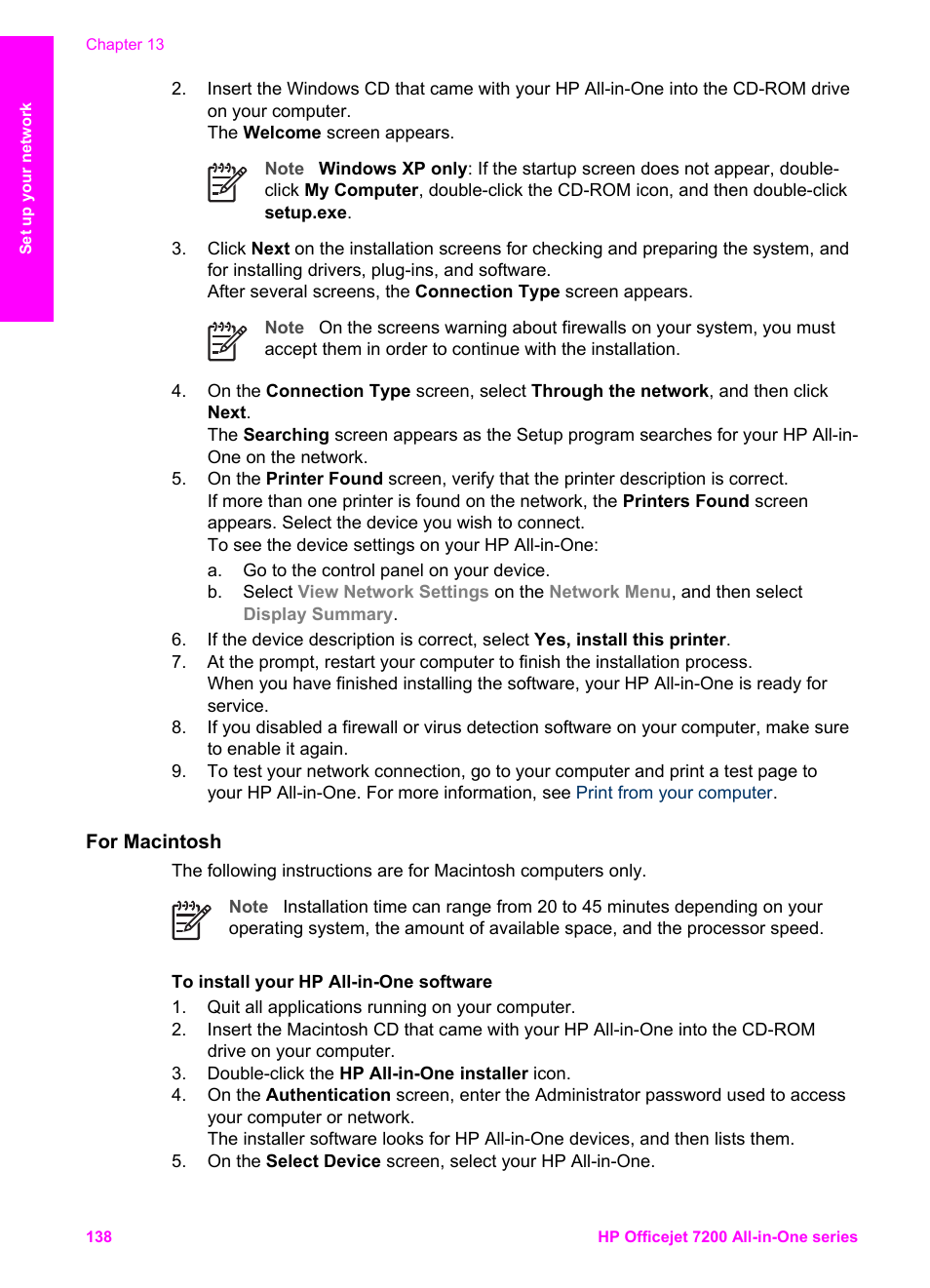 For macintosh | HP 7200 User Manual | Page 141 / 240