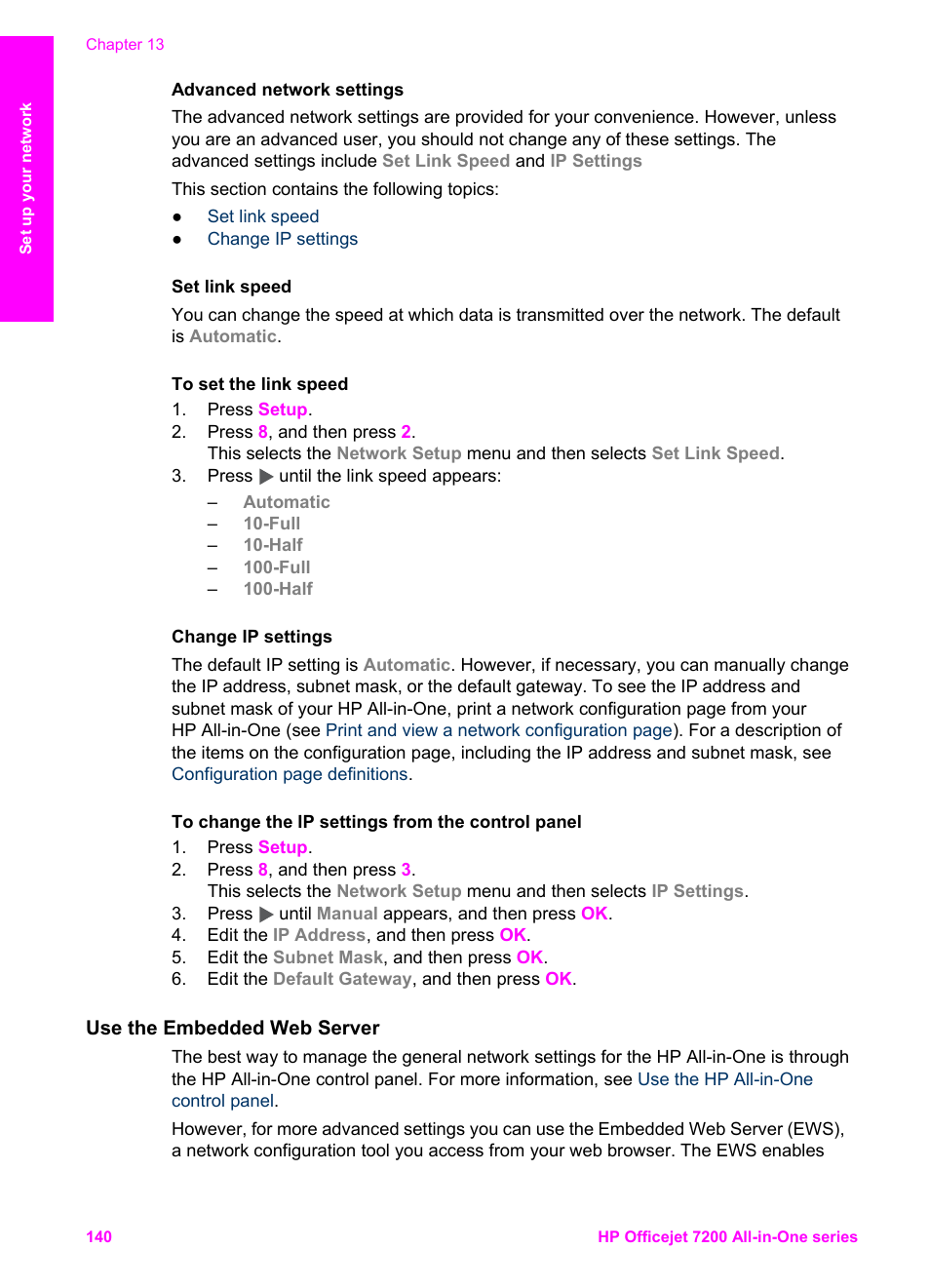 Use the embedded web server | HP 7200 User Manual | Page 143 / 240