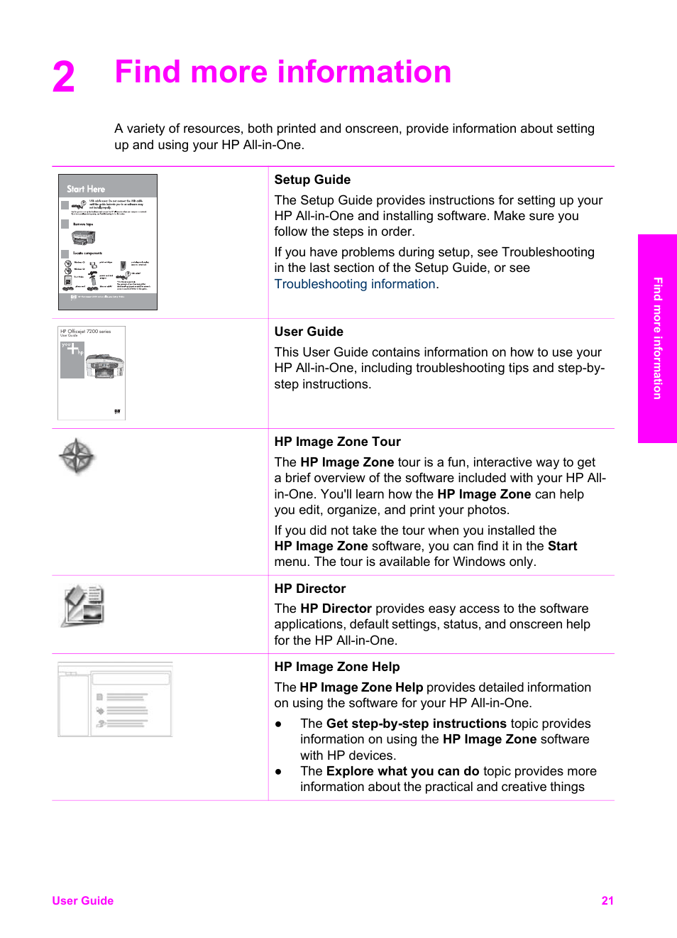 Find more information | HP 7200 User Manual | Page 24 / 240