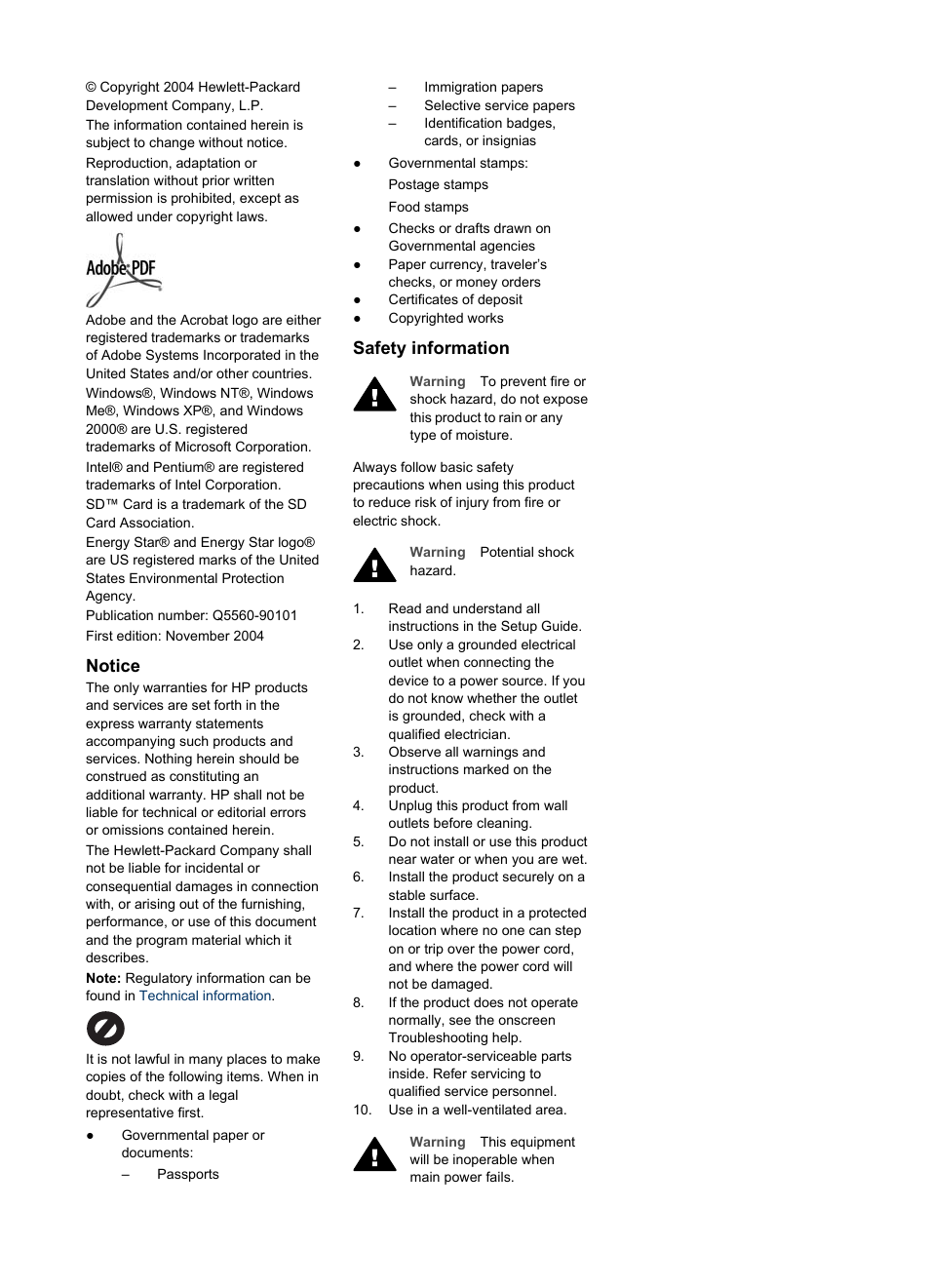 Notice, Safety information | HP 7200 User Manual | Page 3 / 240