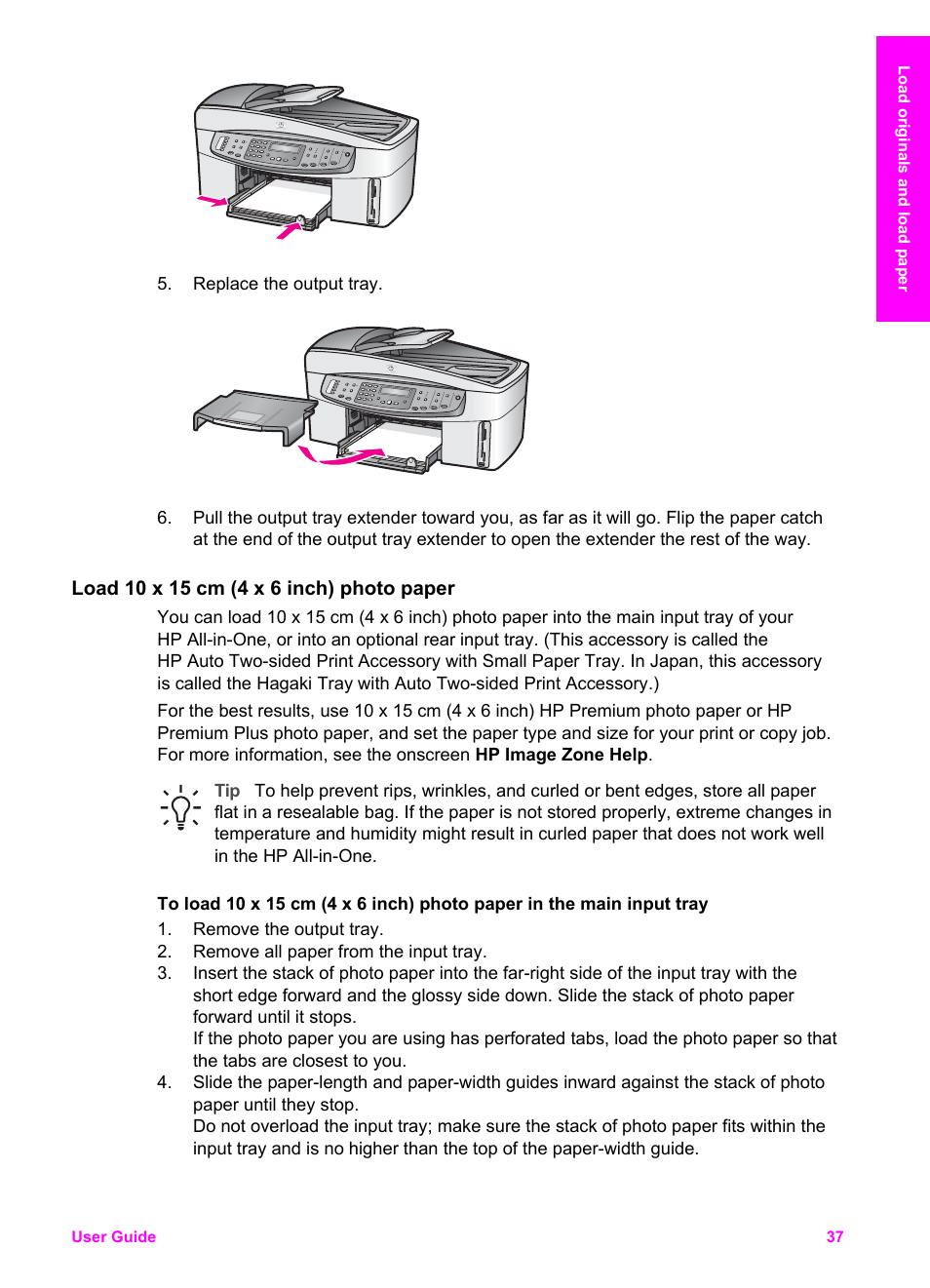 Load 10 x 15 cm (4 x 6 inch) photo paper | HP 7200 User Manual | Page 40 / 240