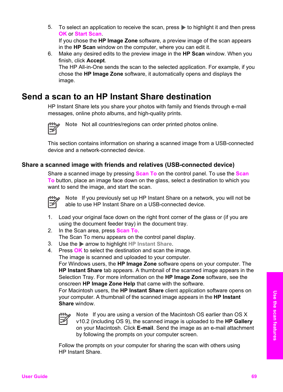 Send a scan to an hp instant share destination | HP 7200 User Manual | Page 72 / 240