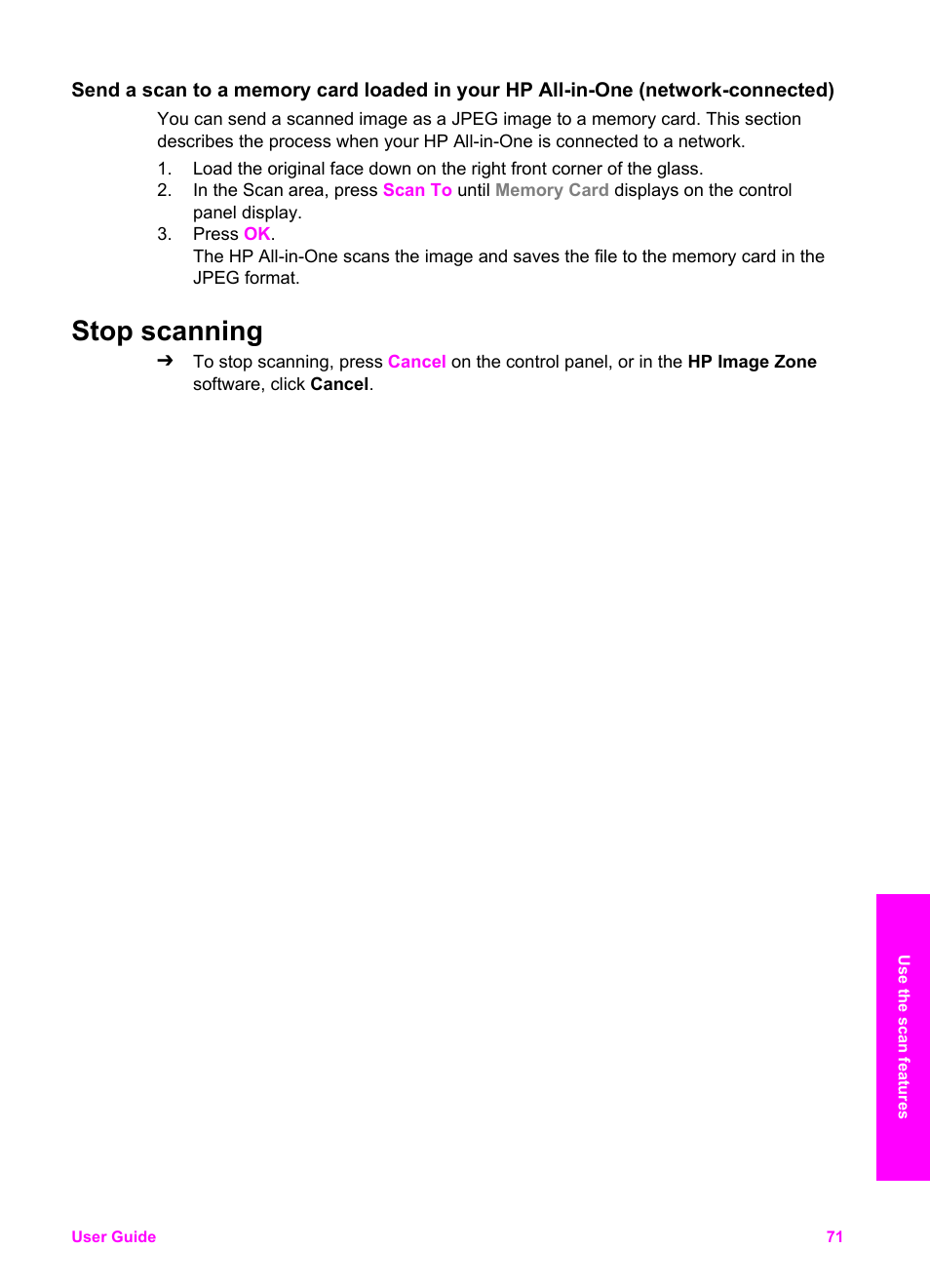 Stop scanning | HP 7200 User Manual | Page 74 / 240