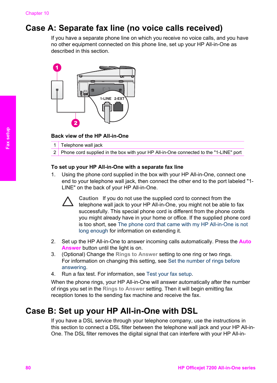 Case b: set up your hp all-in-one with dsl, Case b: set up your hp all-in-one with, Case b: set up your hp all- in-one with dsl | HP 7200 User Manual | Page 83 / 240