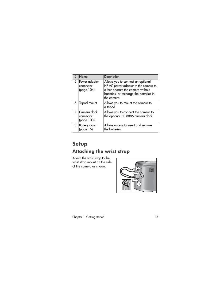 Setup, Attaching the wrist strap | HP 930 Series User Manual | Page 15 / 118