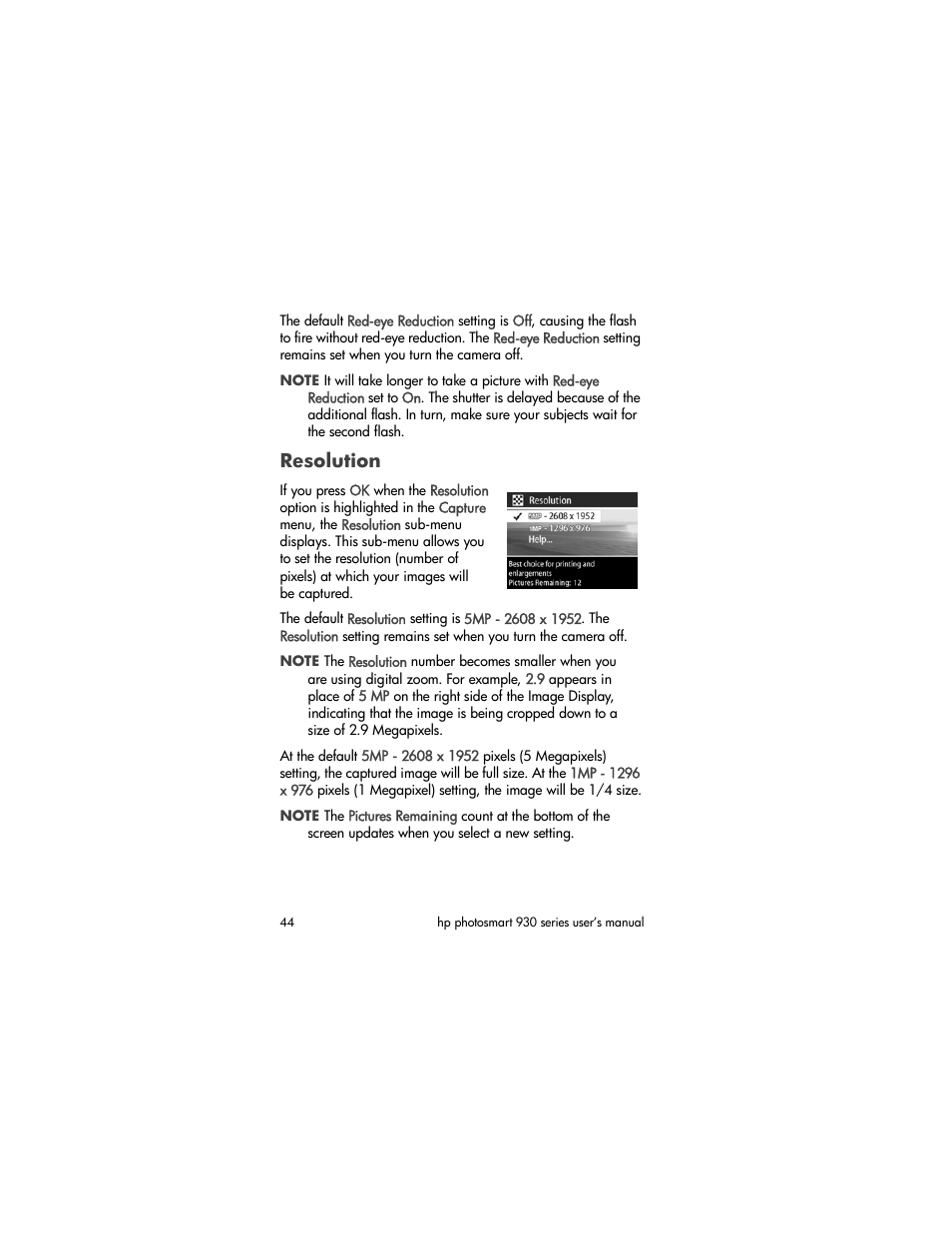 Resolution | HP 930 Series User Manual | Page 44 / 118