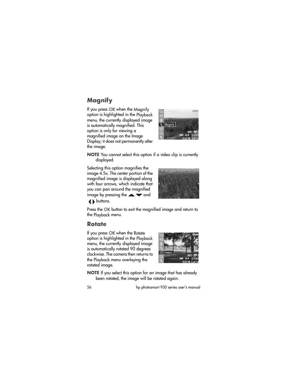 Magnify, Rotate | HP 930 Series User Manual | Page 56 / 118