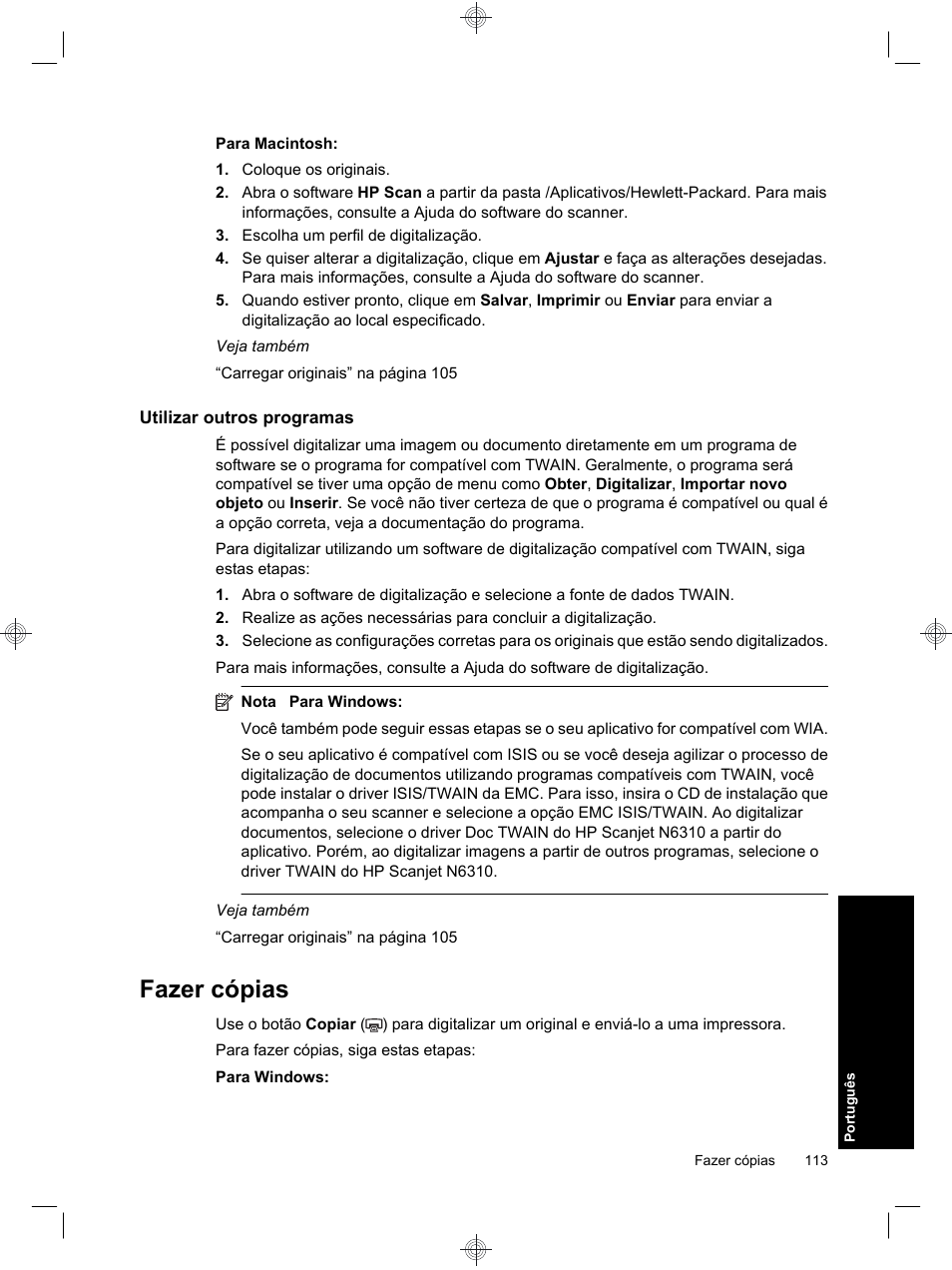 Fazer cópias | HP Scanjet N6310 User Manual | Page 117 / 128